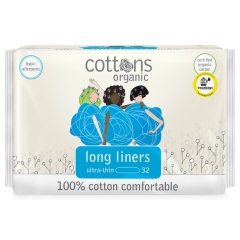 Cottons Organic Long Liners Ultra Thin 32 Pieces