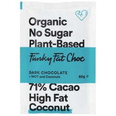 Funky Fat Choc Biologische Dark Chocolate + MCT And Coconuts 50 Gram