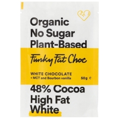 Funky Fat Choc Biologische White Chocolate + MCT And  Bourbon Vanilla 50 Gram