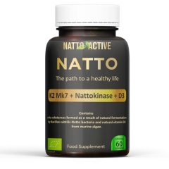 Natto Active Natto K2 Mk7 + Nattokinase + D3 60 Tablets