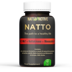 Natto Active Natto K2 Mk7 + Nattokinase + Monacolin K 60 Tablets