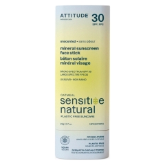 Attitude Sunly Sunscreen 30 SPF Face Stick Sensitive Skin Unscented 20 Grams