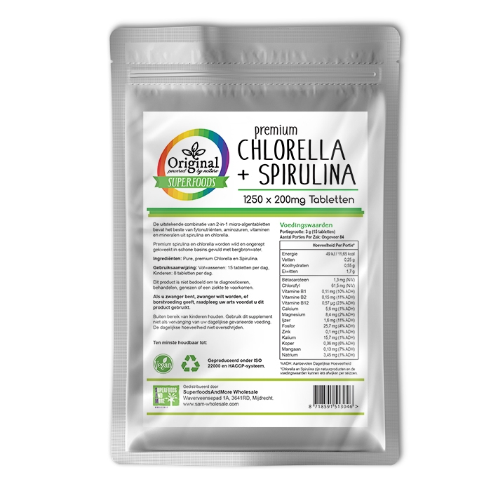 Archeologie Geldschieter kaart Original Superfoods Chlorella Spirulina Tabletten 50-50 1250 Stuks -  Unlimited Health